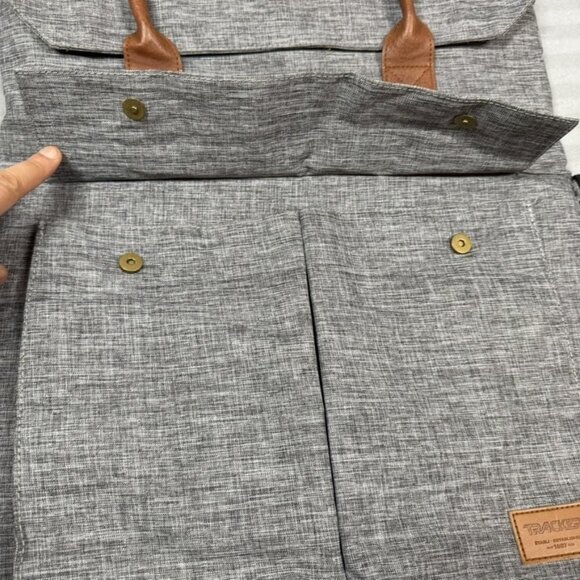 Tracker Laptop Tote Messenger Bag Gray Heather Brown Shoulder Strap Crossbody - Picture 13 of 13